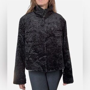 Mackintosh Black Faux Fur Swing Coat